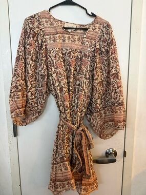 Cleobella Floral Boho Blouse in Rust and Cream